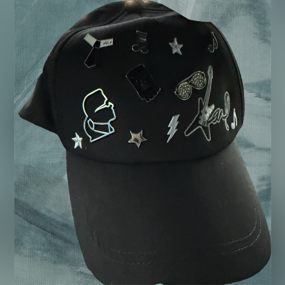 Karl Lagerfeld Black Hat with Silver Details